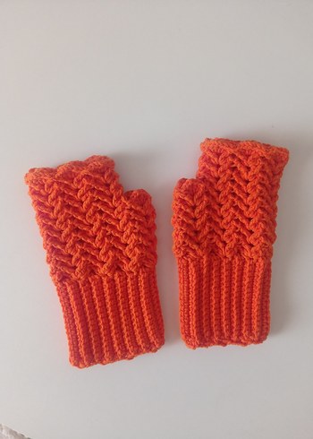 Turuncu Örgü Bohem Kadın Eldiveni - Görsel 4