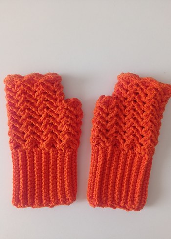 Turuncu Örgü Bohem Kadın Eldiveni - Görsel 3