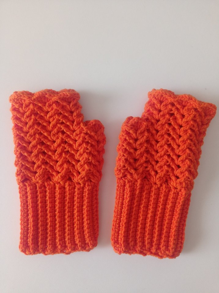 Turuncu Örgü Bohem Kadın Eldiveni - Görsel 3