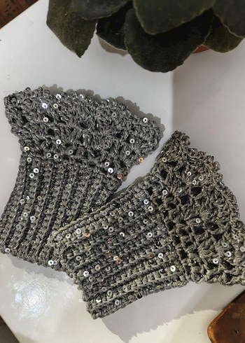 Gri Örgü Kadın Eldiveni - Görsel 4