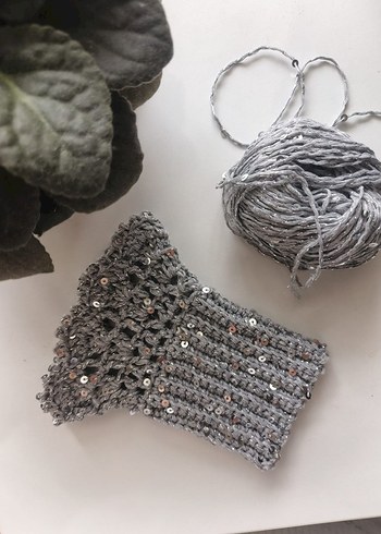 Gri Örgü Kadın Eldiveni - Görsel 3