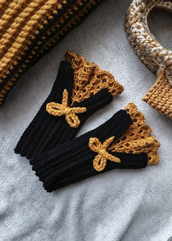 El Örgüsü Bohem Set: atkı ve Eldiven - Görsel 9