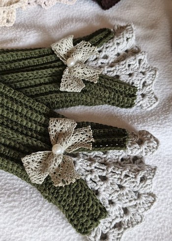 Vintage Dantel Detaylı Örgü Kadın Eldiveni - Görsel 6