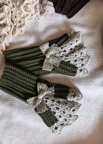 Vintage Dantel Detaylı Örgü Kadın Eldiveni - Görsel 3