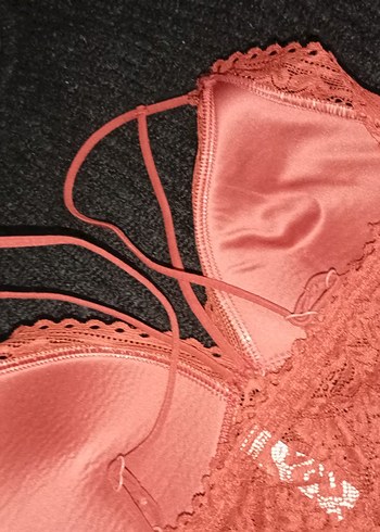 l Beden pembe Renk bordo Dantel Mini Bralet