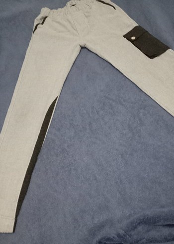 12-13 Yaş Beden Gri Düğmeli Erkek Street Wear Pantolon