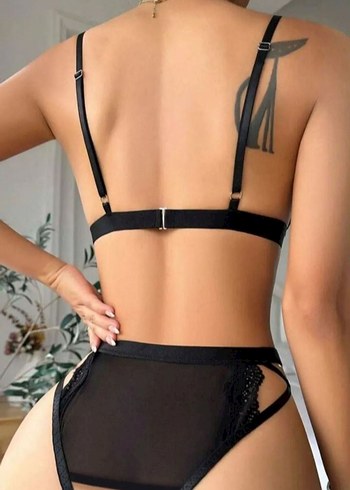 Diğer Diger Siyah Tül ve Dantel Kadın İç Çamaşırı Seti