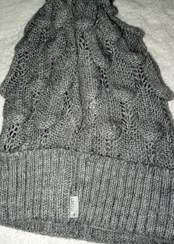 Gri Örgü Bohem Kadın Bere - Görsel 2