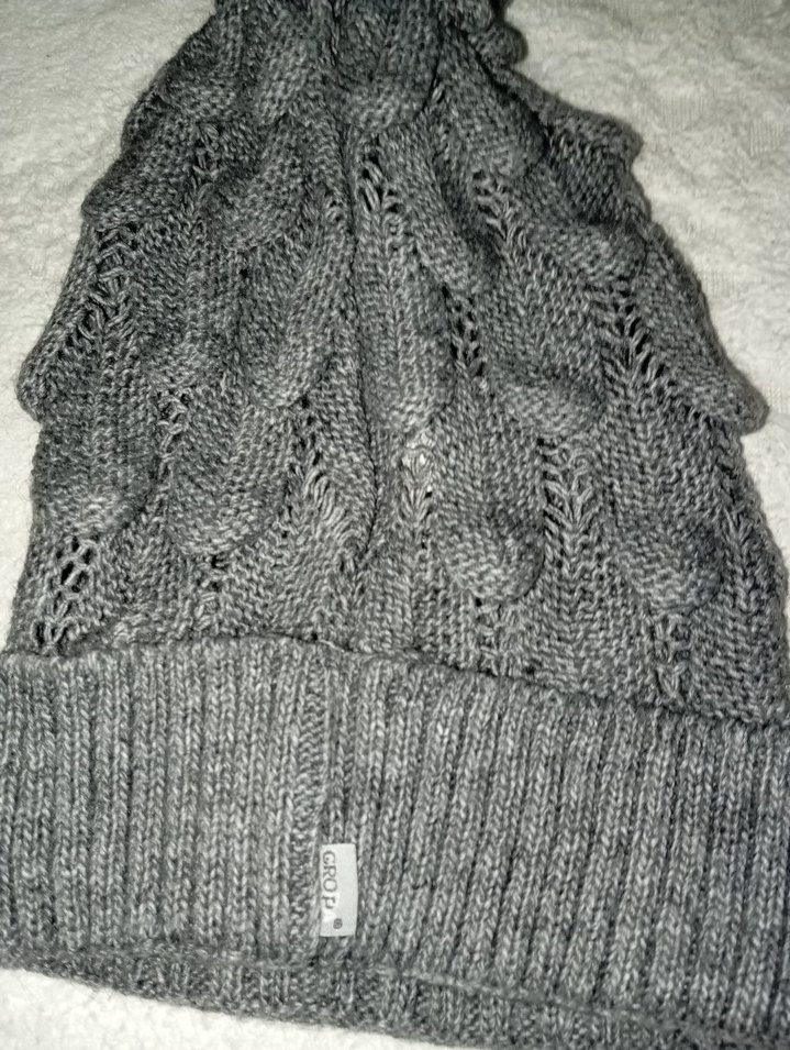 Gri Örgü Bohem Kadın Bere - Görsel 2