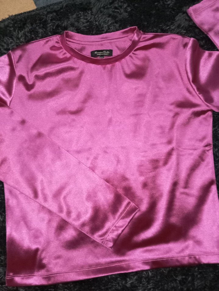 Parlak Pembe Uzun Kollu krop - Görsel 3