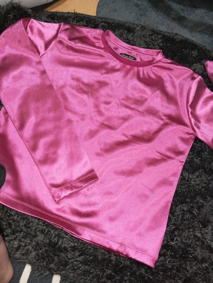 Parlak Pembe Uzun Kollu krop - Görsel 2