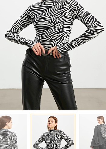 l Beden gri Renk Zebra Desenli crop bluz
