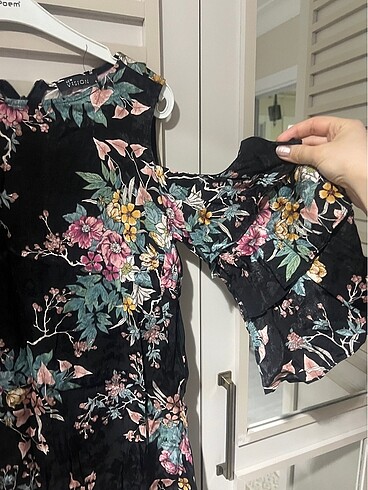 36 Beden siyah Renk Lc waikiki siyah çiçekli elbise