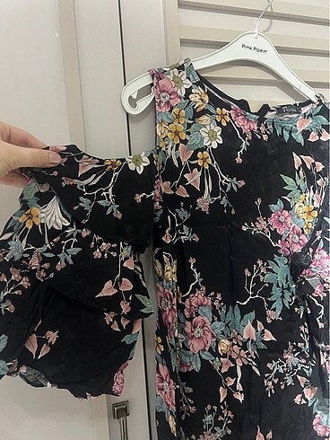 Lc waikiki siyah çiçekli elbise - Görsel 6