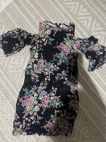 Lc waikiki siyah çiçekli elbise - Görsel 9