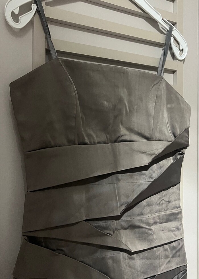 Vizon rengi mini elbise - Görsel 2