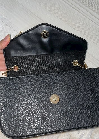 Zincir Detaylı Siyah Deri Kadın Çanta - Görsel 2