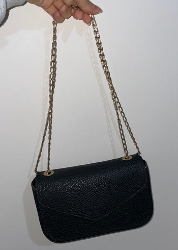 Zincir Detaylı Siyah Deri Kadın Çanta - Görsel 5