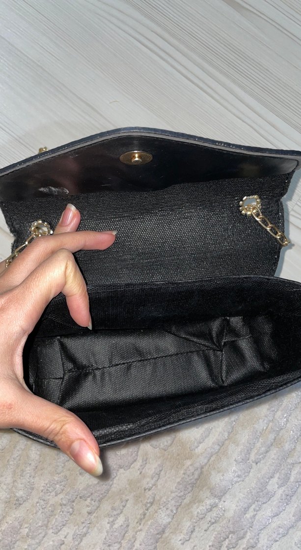 Zincir Detaylı Siyah Deri Kadın Çanta - Görsel 3