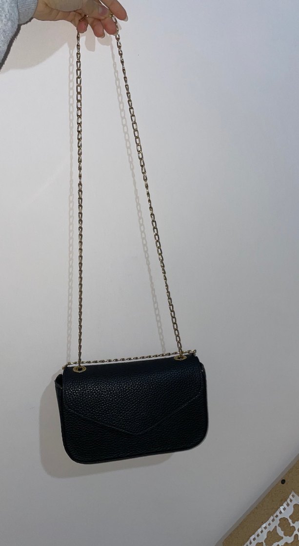 Zincir Detaylı Siyah Deri Kadın Çanta - Görsel 4