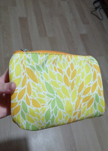 Renkli Baskılı Sarı Fermuarlı Makyaj Çantası - Görsel 4