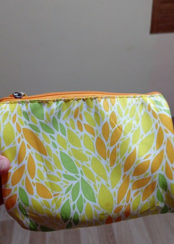 Renkli Baskılı Sarı Fermuarlı Makyaj Çantası - Görsel 3