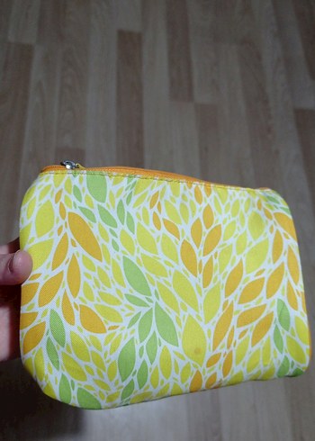 Renkli Baskılı Sarı Fermuarlı Makyaj Çantası - Görsel 2