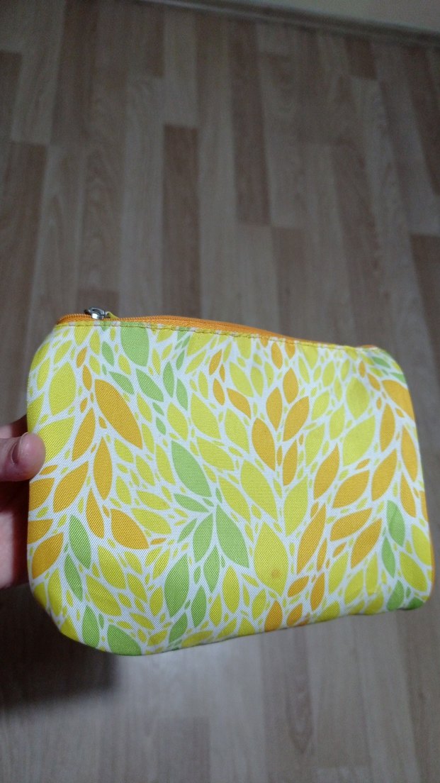 Renkli Baskılı Sarı Fermuarlı Makyaj Çantası - Görsel 2