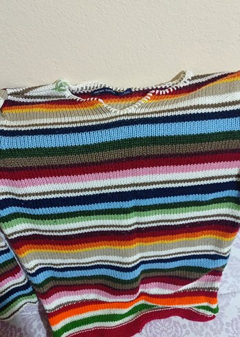 Çok Renkli Çizgili Kadın Triko Kazak - Görsel 3