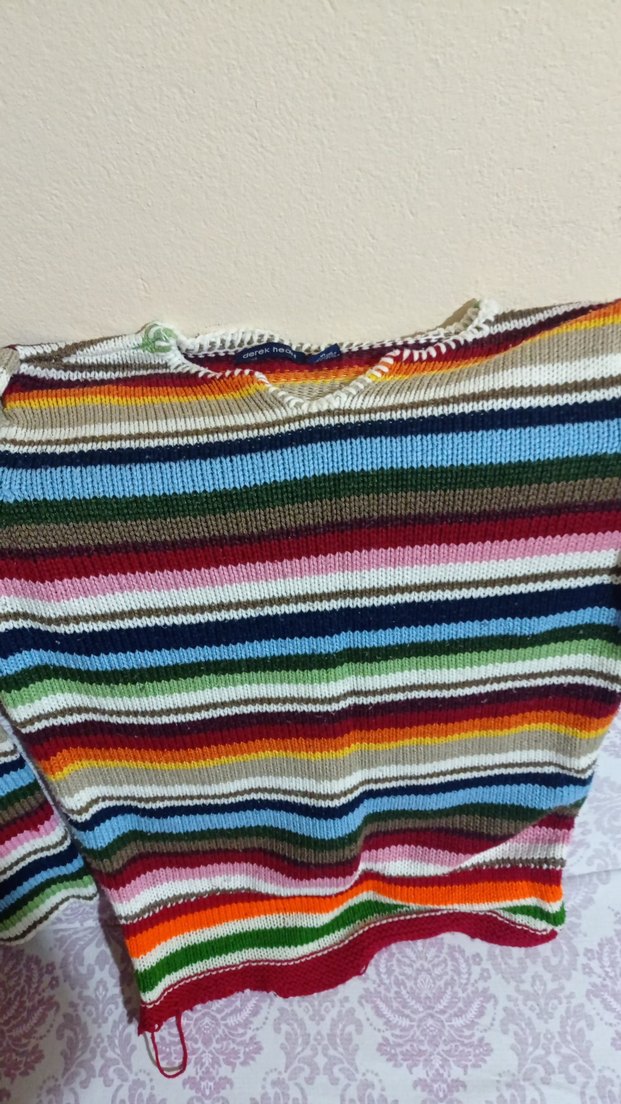 Çok Renkli Çizgili Kadın Triko Kazak - Görsel 3
