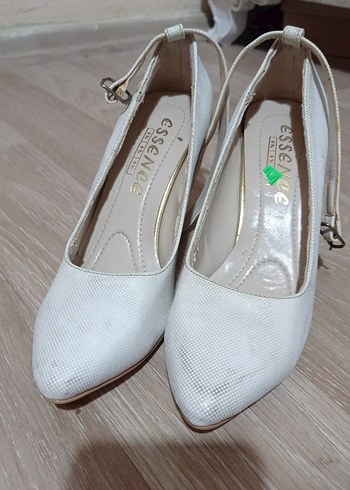 Beyaz Klasik Topuklu Kadın Abiye Ayakkabı - Görsel 5