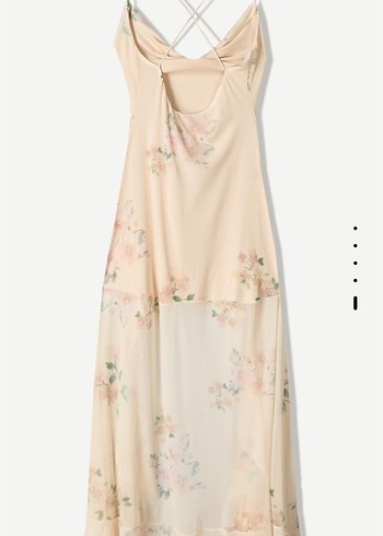 Bershka Beyaz Bohem Uzun Drapeli Elbise