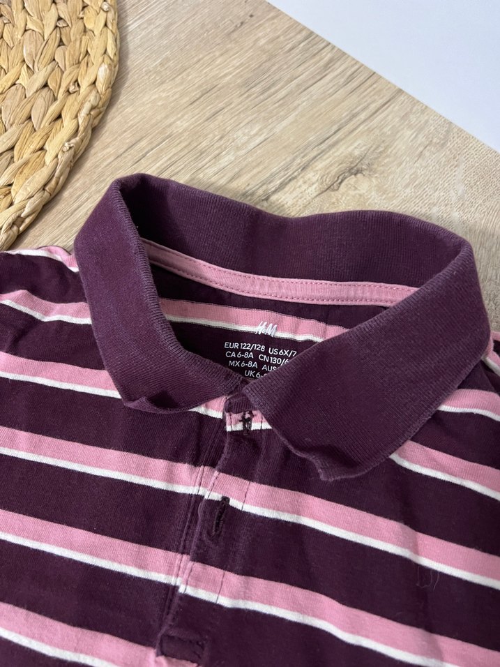 Kız Çocuk Uzun Kollu Çizgili Polo Tişört - Görsel 4