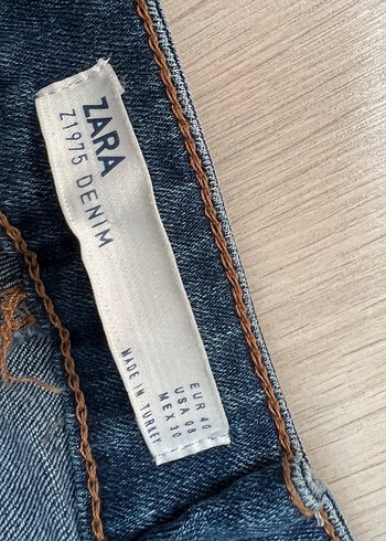 Düğmeli Kadın Mavi Denim Pantolon - Görsel 5