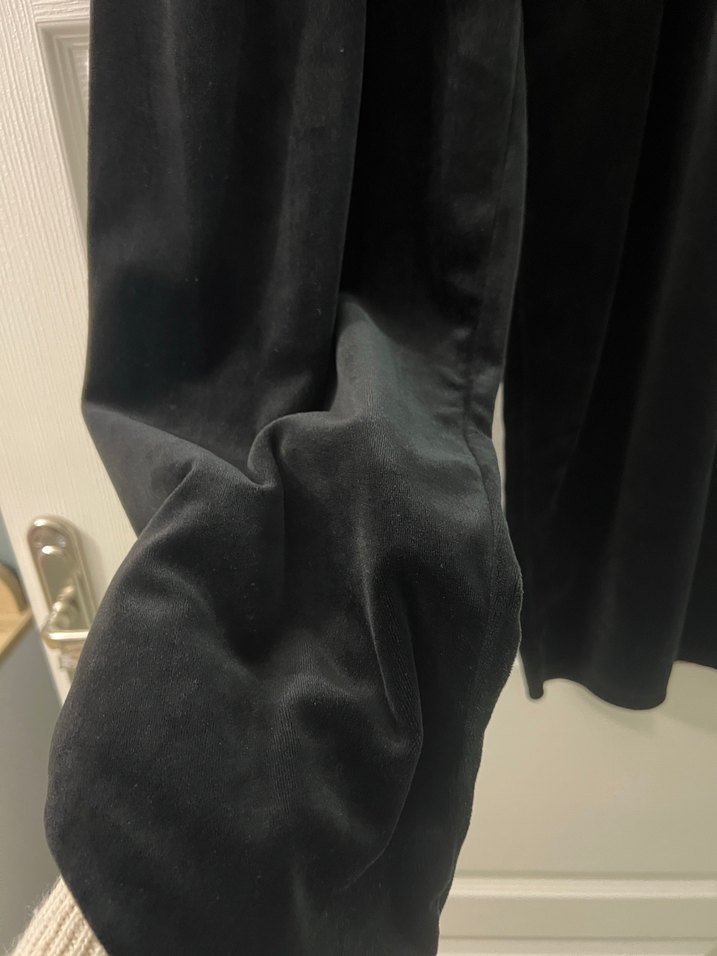 Kadın Siyah Uzun Salaş yumuşak kadife Pantolon - Görsel 2