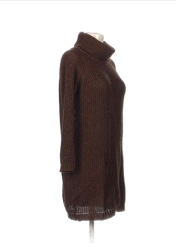 Kahverengi Örgü Boğazlı Kadın Kazak - Görsel 2