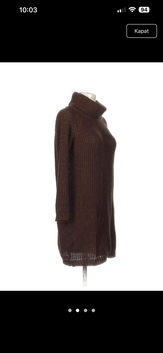 Kahverengi Örgü Boğazlı Kadın Kazak - Görsel 2