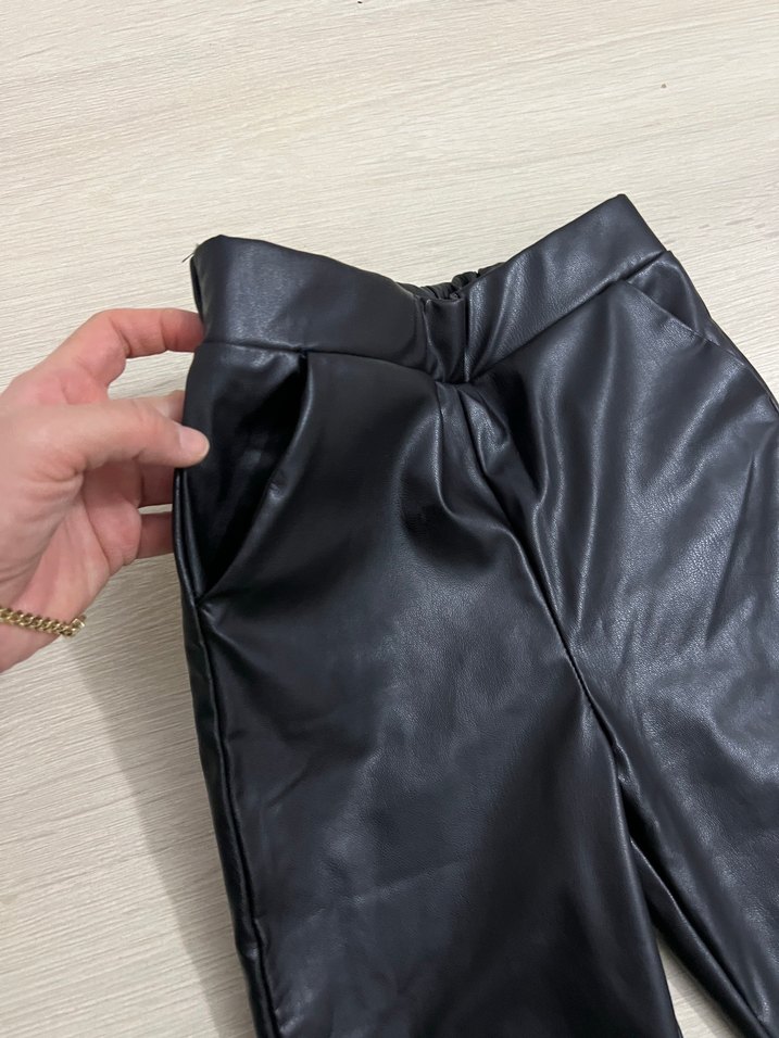 Deri Siyah Midi Kız çocuk Pantolon - Görsel 2