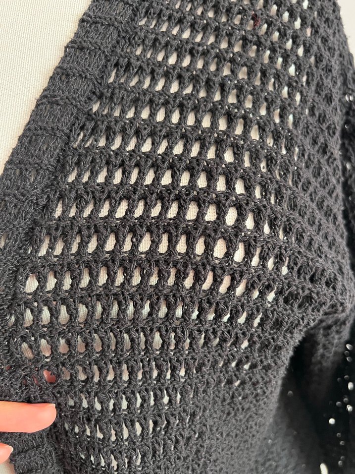 Siyah Örgü Salaş Kadın Hırka - Görsel 3