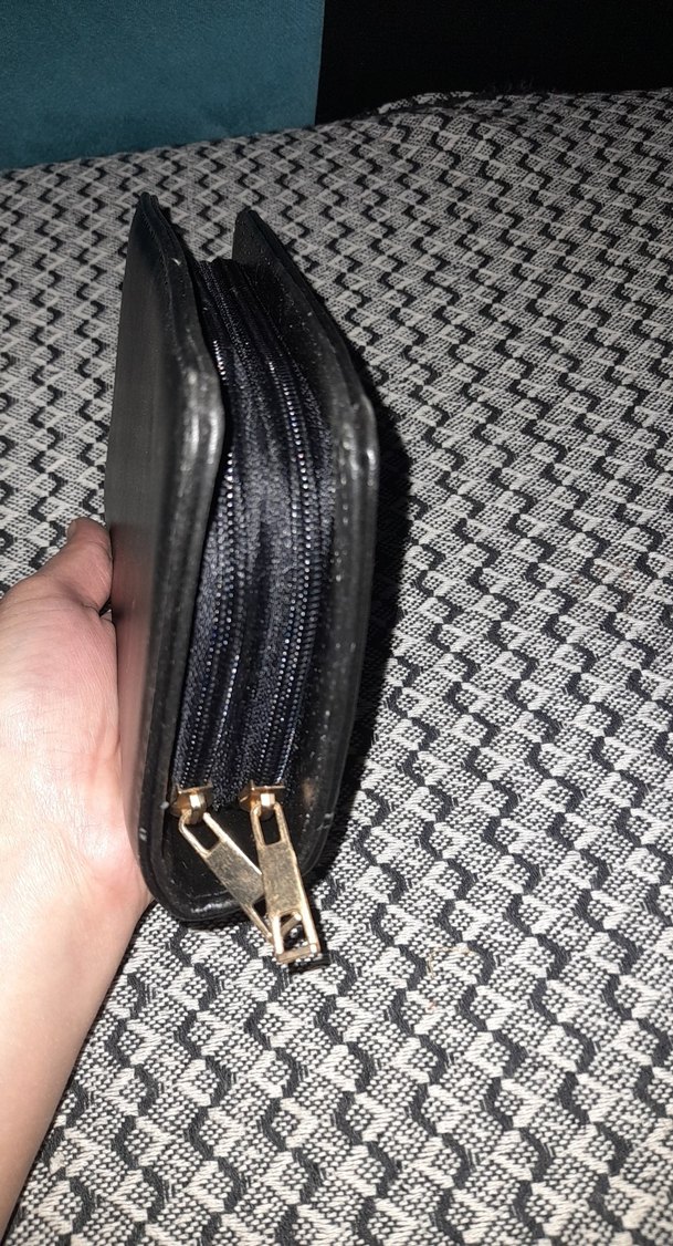 Fermuarlı Siyah Deri Kadın Cüzdan - Görsel 3
