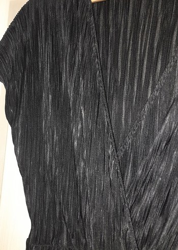 Siyah kruvaze Yaka Uzun Kadın Tulum - Görsel 5