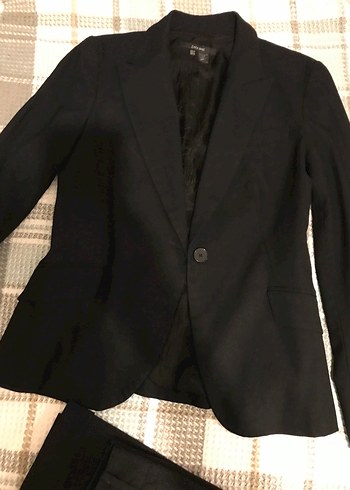 Siyah Düğmeli Kadın Blazer Ceket pantolon Takım - Görsel 2