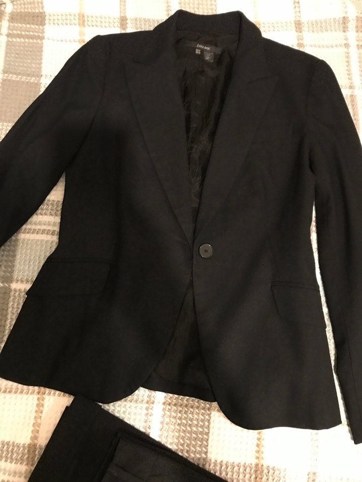 Siyah Düğmeli Kadın Blazer Ceket pantolon Takım - Görsel 2