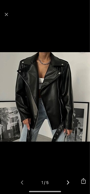 Deri ceket oversize siyah