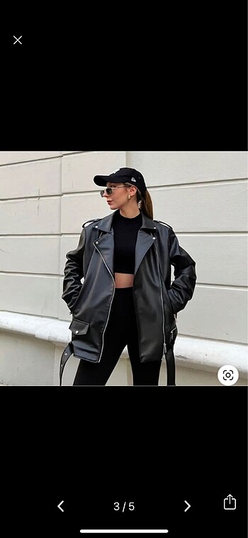 l Beden Deri ceket oversize siyah
