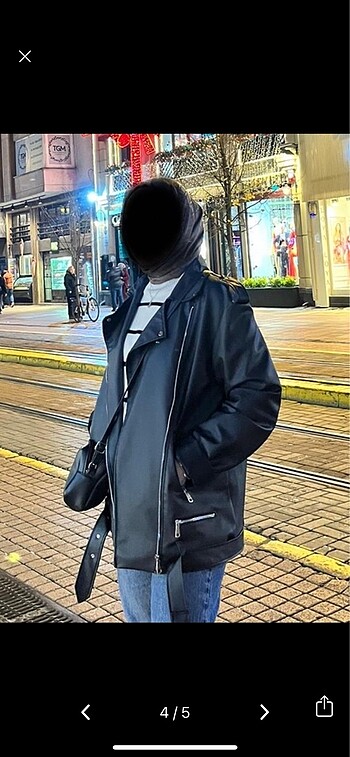 l Beden siyah Renk Deri ceket oversize siyah
