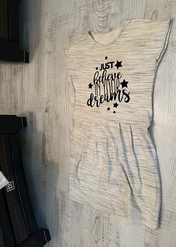 Gri Kız Çocuk Baskılı Elbise - Görsel 2