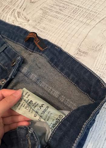 Düğmeli Lacivert Denim Jean - Görsel 3