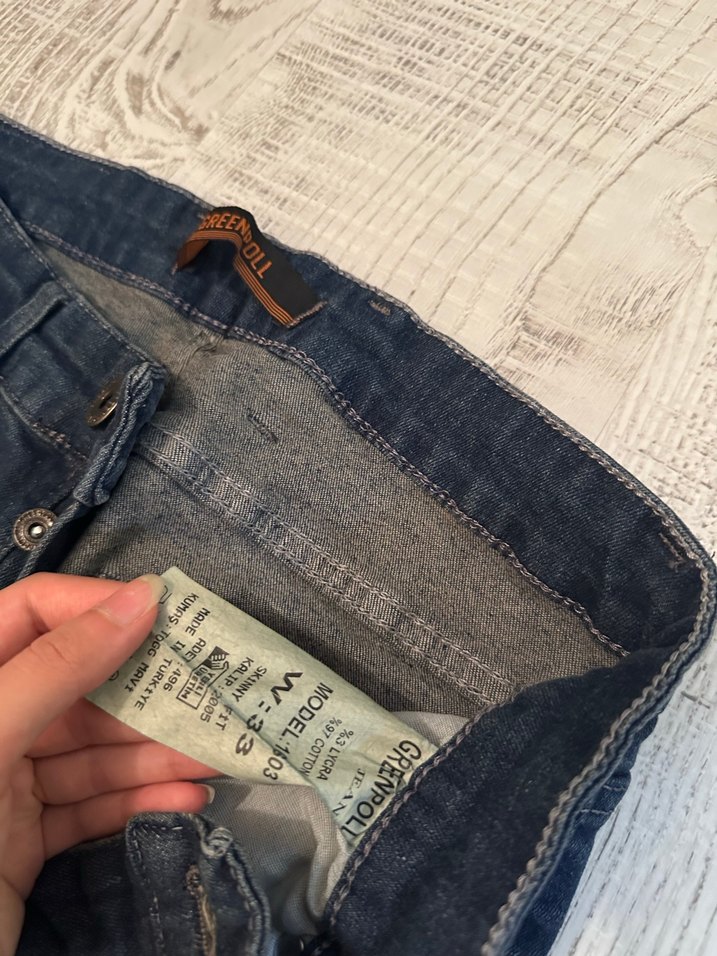 Düğmeli Lacivert Denim Jean - Görsel 3