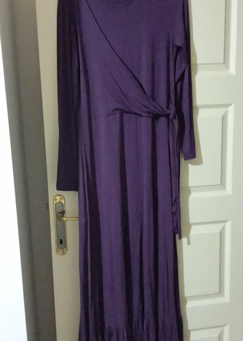Uzun Mor Drapeli Rahat Elbise - Görsel 2